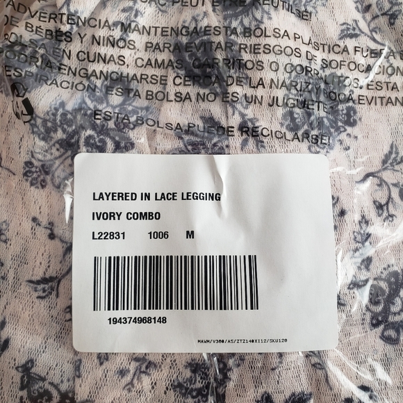 Free People layered in lace leggings chamoix ivory combo size medium new - Picture 5 of 5